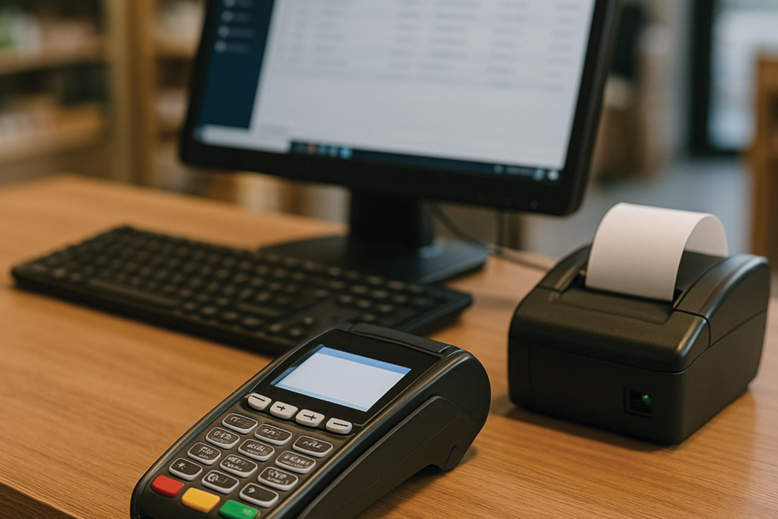 Realistic setup of a digital POS system integrated for invoicing—ideal for FBR compliance in Pakistan’s retail or office environments.
