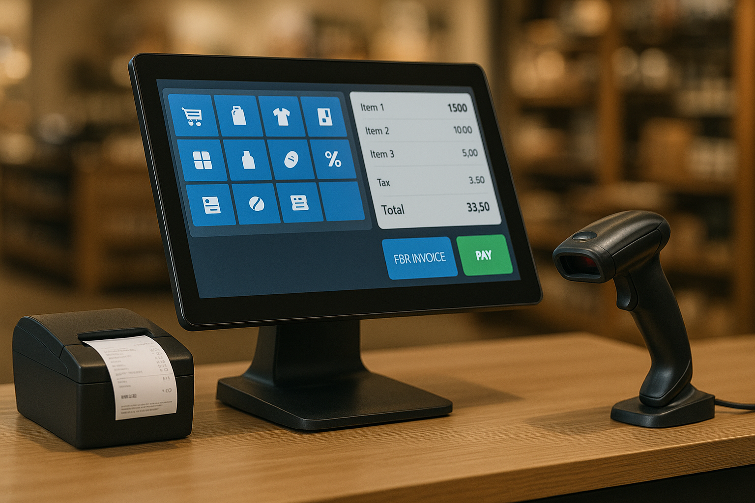 Point-of-sale system with built-in FBR invoicing functionality for seamless retail operations