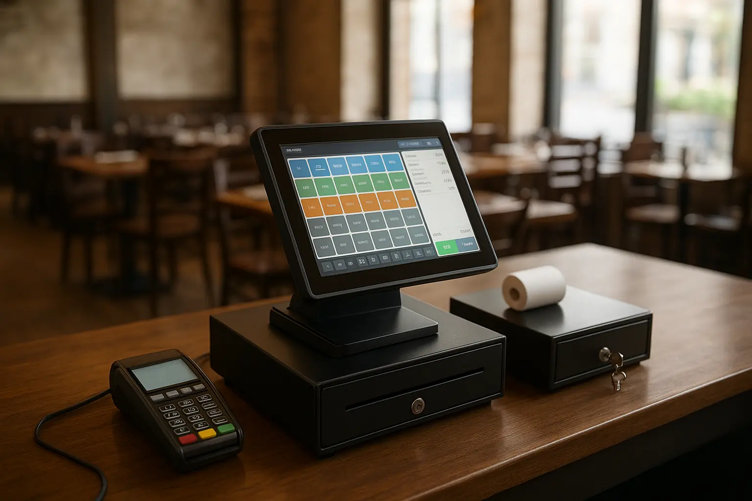 Modern POS system setup for a restaurant in Karachi