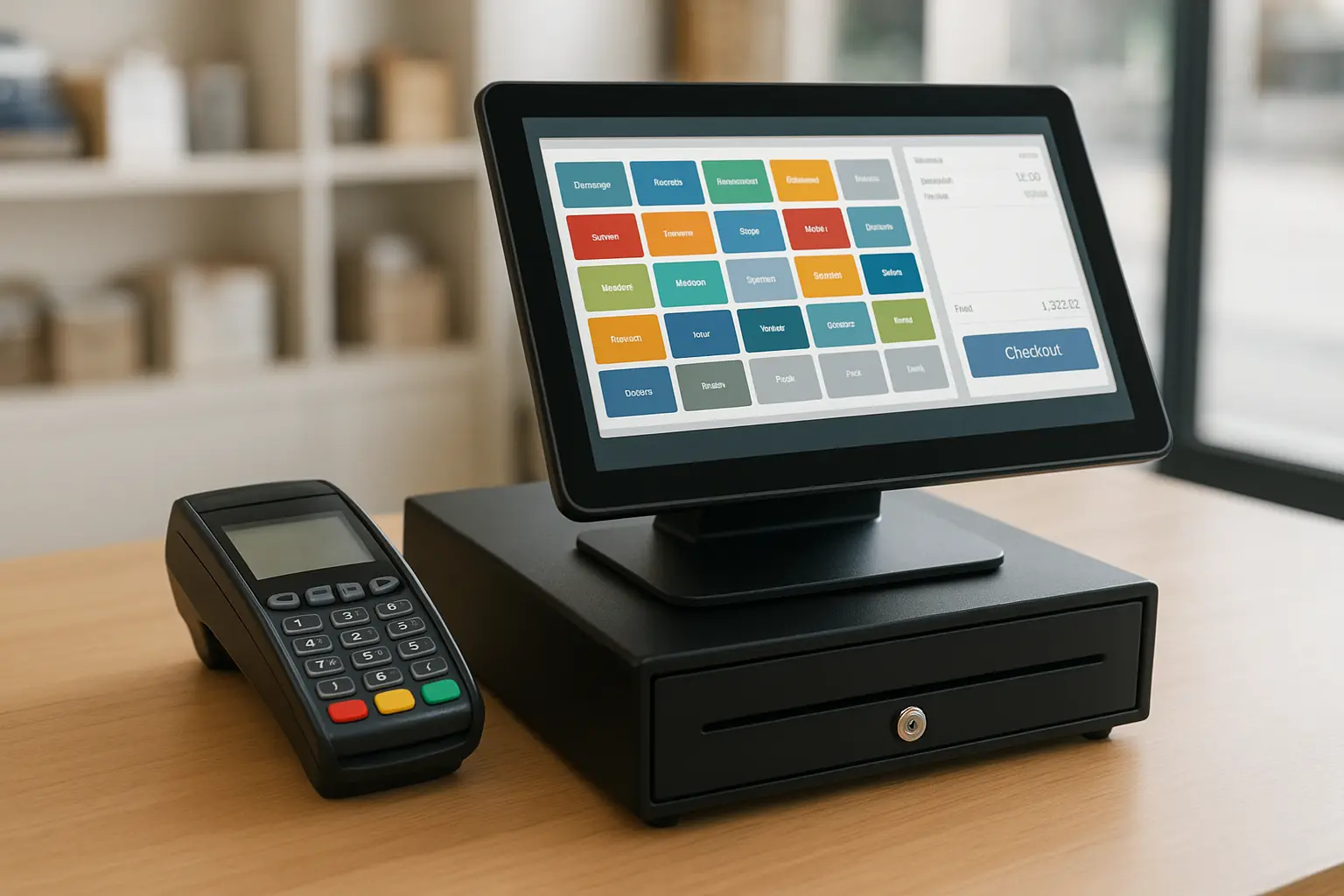 A modern POS software system in use at a retail store in Pakistan.