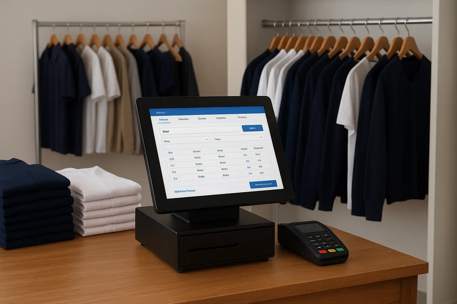 POS system helping uniform shops with quick size and color search
