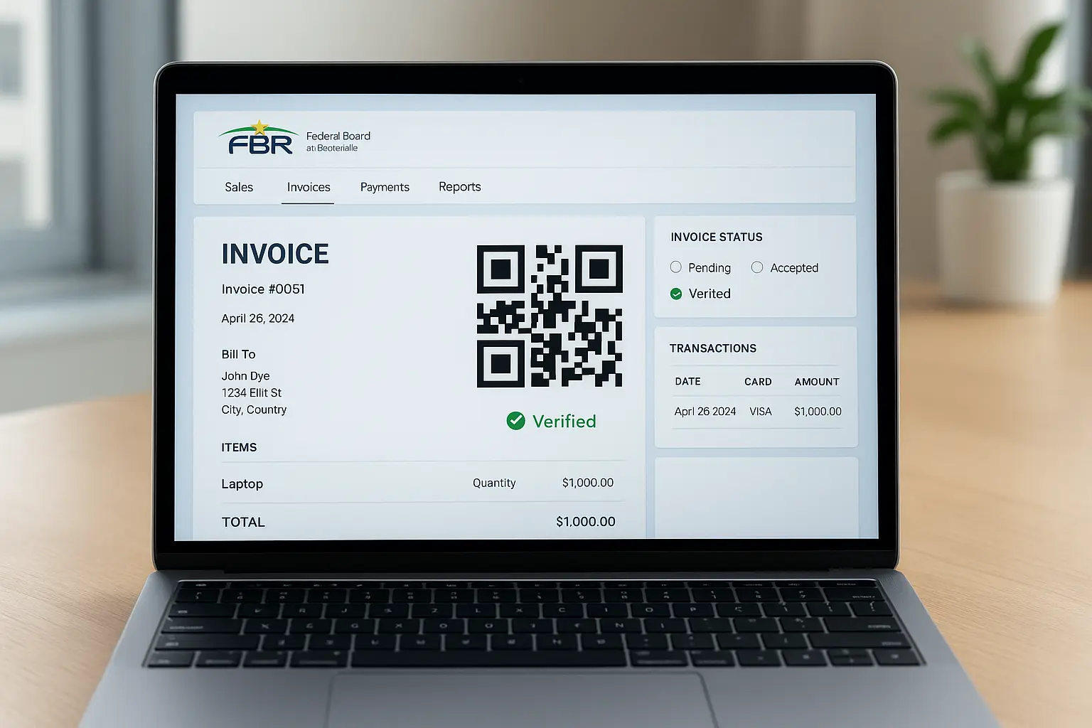 FBR digital invoicing setup in Pakistan – a modern workspace showing the transition to automated tax and invoicing systems.