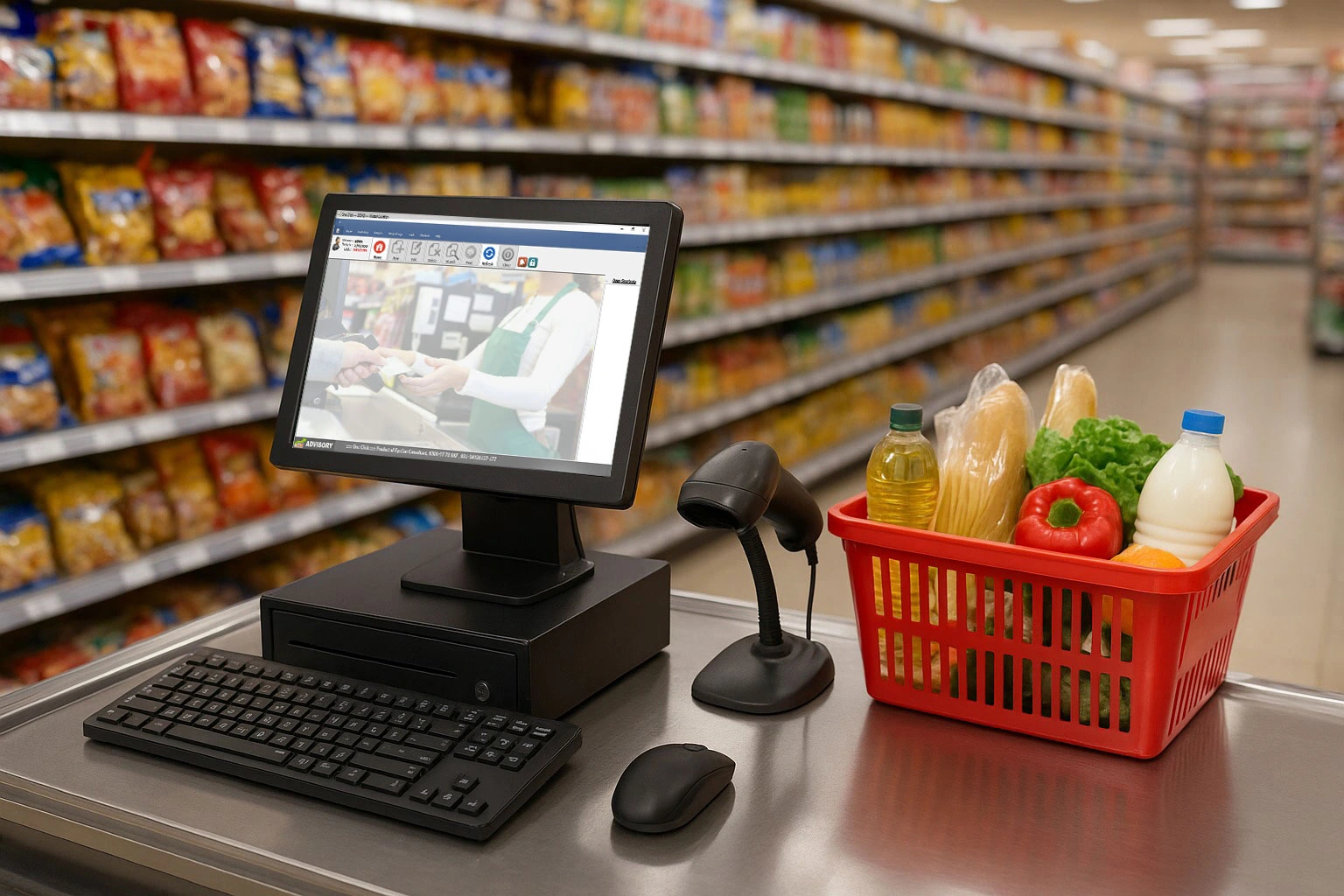 Modern supermarket in Pakistan using POS software for seamless billing and inventory management