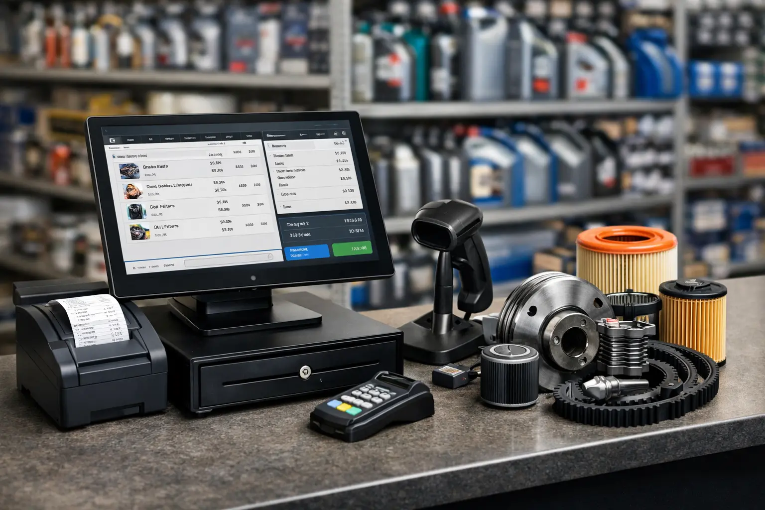 Auto Parts POS & Billing System managing inventory and GST-compliant billing in an auto parts store