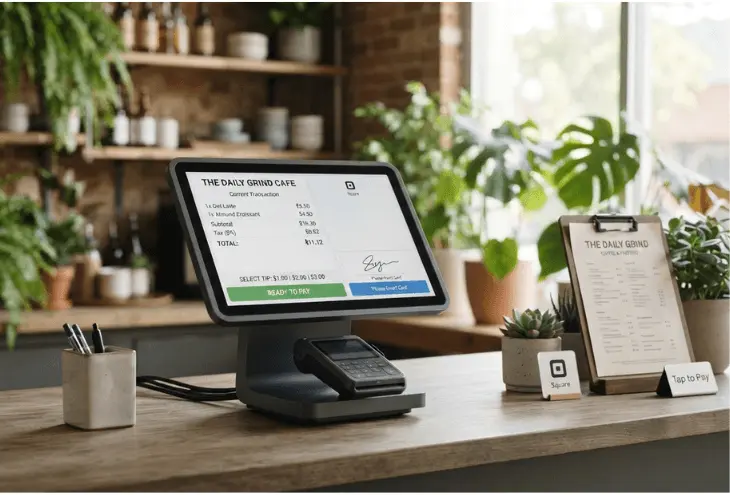 POS software in Karachi displaying digital billing and payment processing in a modern café