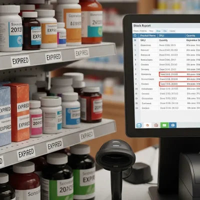 A pharmacy POS system helps manage inventory by flagging expired products, preventing stock losses and ensuring patient safety.